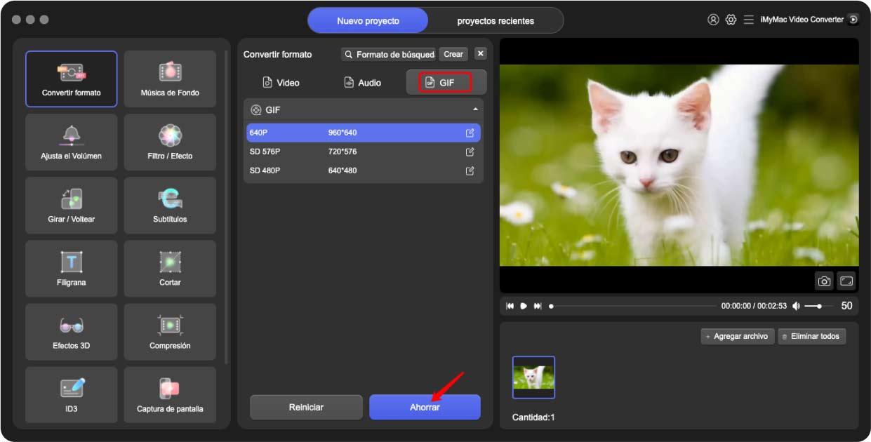 Convierta 3GP a GIF con iMyMac Video Converter