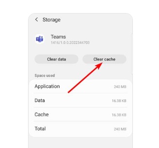 Vaciar cachés de Microsoft Teams en Android