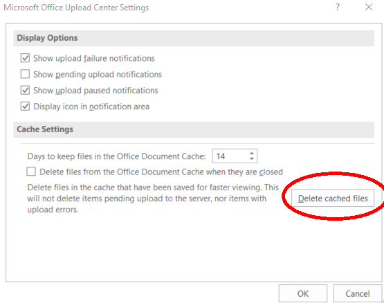 Cambie la configuración del Centro de carga de Microsoft para borrar la caché de Excel