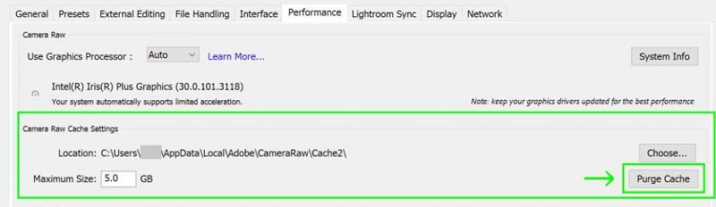 Pasos para borrar el caché de Lightroom manualmente