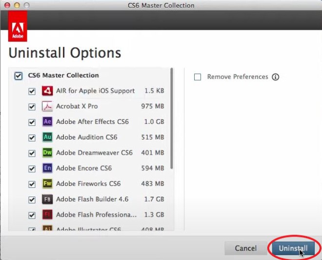 Desinstalador de Adobe CS6