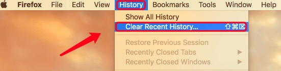 Borrar historial reciente en Firefox en Mac