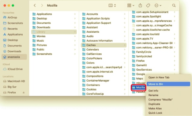 Eliminar archivos de caché de Firefox en Mac