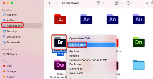 Desinstalar manualmente Adobe Bridge en Mac