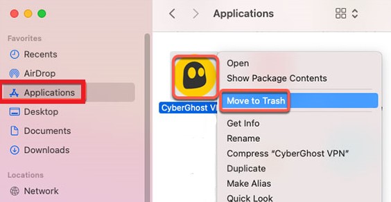 Desinstalar manualmente Cyberghost VPN en Mac