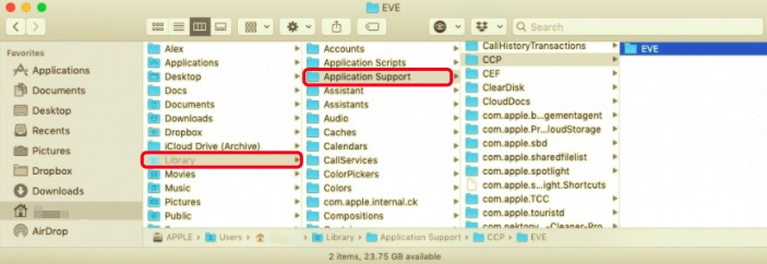 Desinstalar EVE Online en Mac con todos los datos