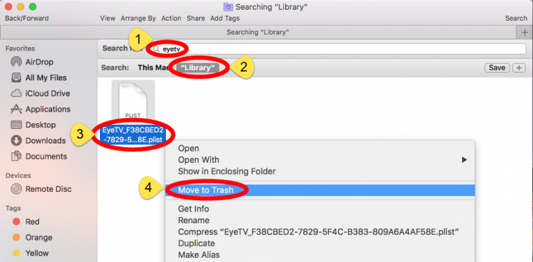 Elimine las sobras para desinstalar completamente EyeTV de Mac