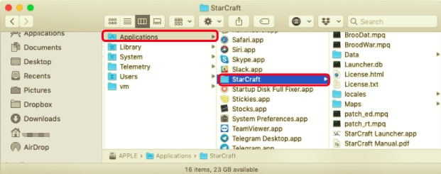 Eliminar manualmente StarCraft de Mac con archivos residuales