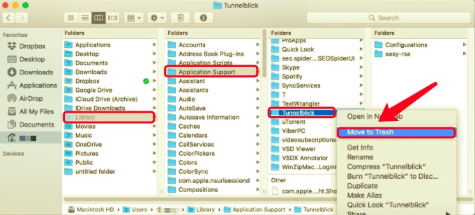 Desinstalar Tunnelblick en Mac con todos los archivos de soporte