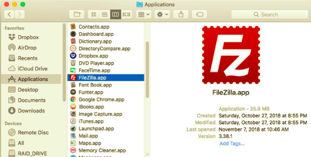 Quitar FileZilla de Mac