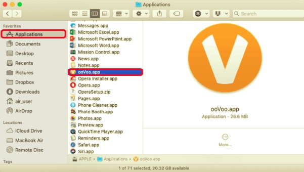 Eliminar ooVoo en Mac de la carpeta de la aplicación