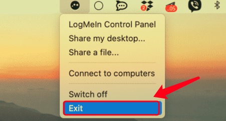 Salir de la cuenta de LogMeIn en Mac