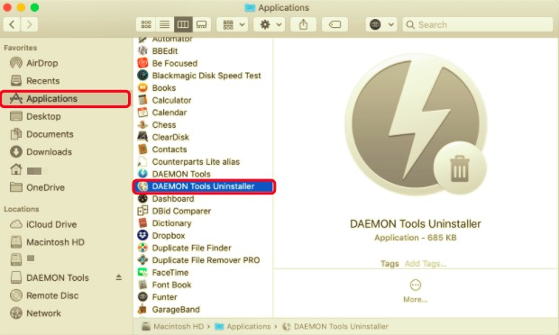 Desinstale Daemon Tools en Mac con su desinstalador