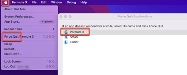 Forzar el cierre y desinstalar Permute en Mac manualmente