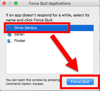 Forzar la salida para desinstalar Drive Genius de Mac