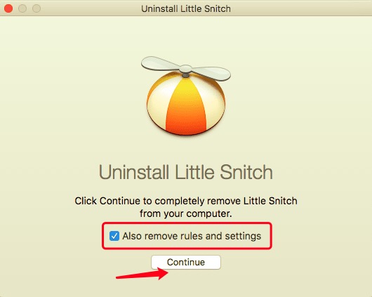 Desinstalar Little Snitch en Mac con su desinstalador