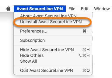 Desinstale manualmente Avast Secureline VPN en Mac