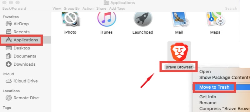 Desinstalar manualmente Brave Browser en Mac