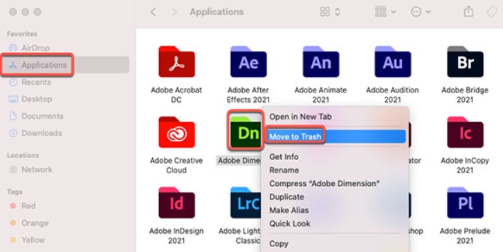 Eliminar Adobe Dimension de Mac