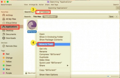 Desinstalar BitTorrent usando la papelera