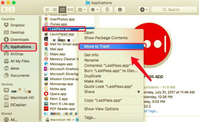 Desinstalar LastPass en Mac manualmente