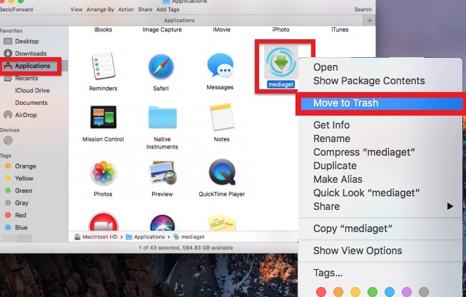 Desinstalar Mediaget en Mac manualmente