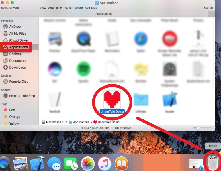 Manera manual de desinstalar Undertale en Mac