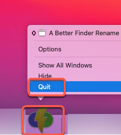 Salir para desinstalar A Better Finder Rename