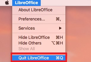 Salga de la aplicación LibreOffice en Mac