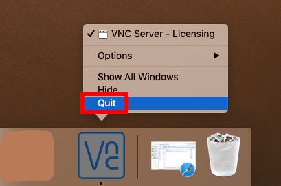 Salga y desinstale el servidor VNC en Mac