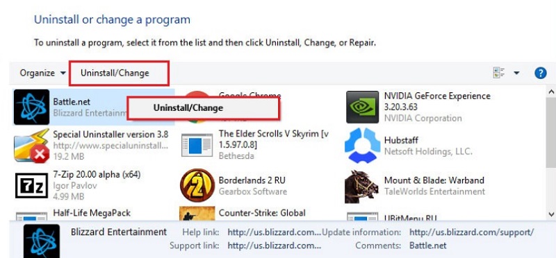 Pasos para desinstalar juegos de Blizzard en Windows