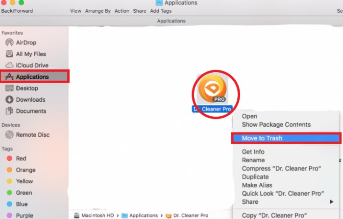 Desinstalar manualmente Dr. Cleaner en Mac
