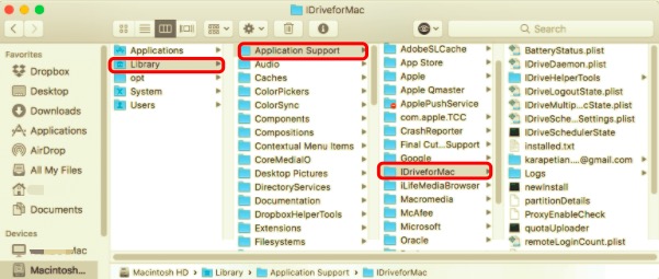 Desinstale manualmente IDrive en Mac con todos los archivos relacionados