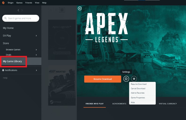 Quitar Apex Legends de Origin