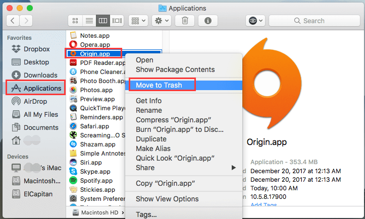 Desinstalar Origin en Mac manualmente