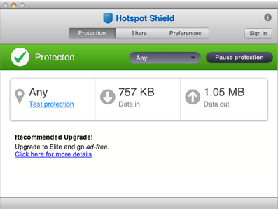 VPN gratuito de Hotspot Shield para Mac