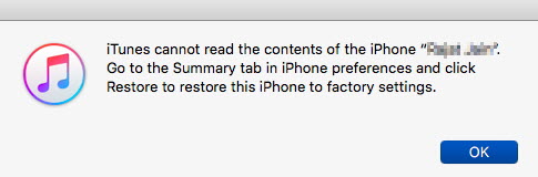 iTunes no puede leer el contenido del iPhone