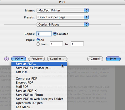 Macosx Imprimir Guardar como PDF