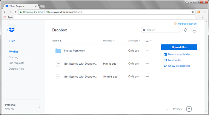 Usando Dropbox para transferir archivos