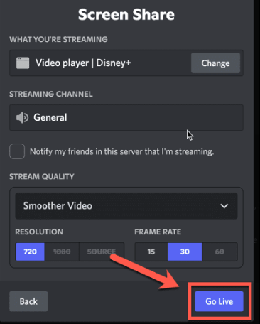 Transmita Disney Plus en Discord en Mac