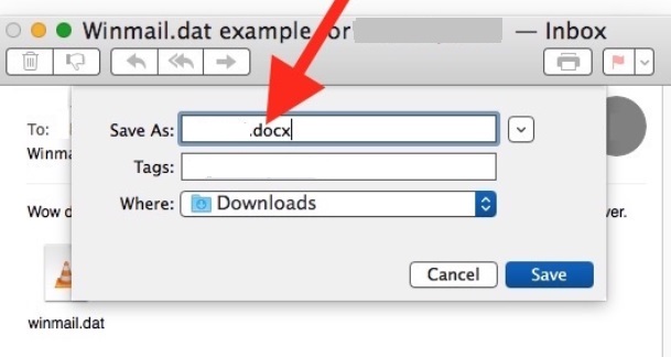 Abra Winmail.dat en Mac cambiando el nombre de la extensión