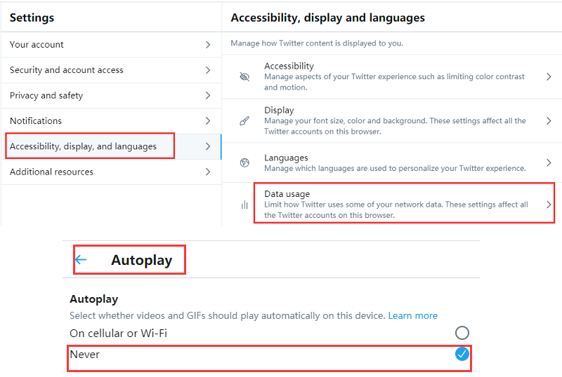 Detener la reproducción automática de video en Twitter