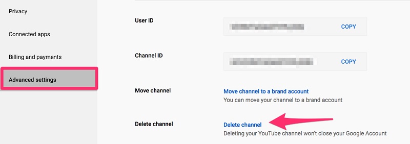 Pasos para eliminar el canal de YouTube
