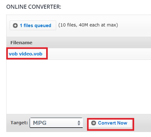 Convierta VOB a MPG con la herramienta en línea