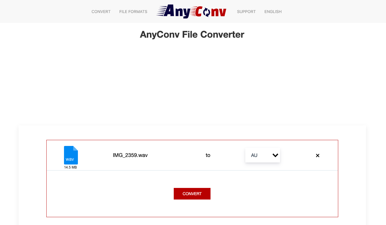 Utilice AnyConv.com para convertir WAV a AU