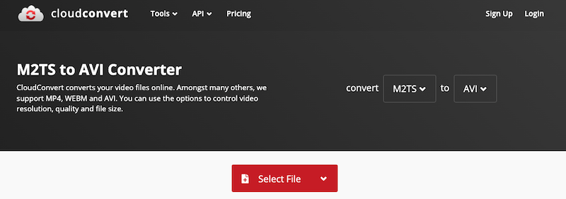 CloudConvert: convertidor de M2TS a AVI en línea