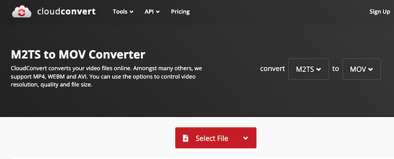 Convierta M2TS a MOV en línea con CloudConvert