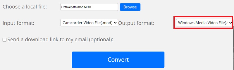 Convertir MOD a WMV en línea