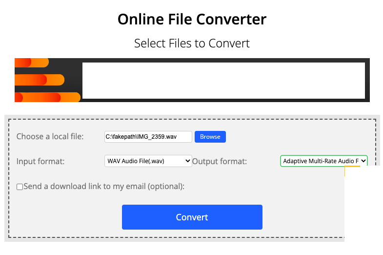 ConvertFiles.com para WAV a AMR