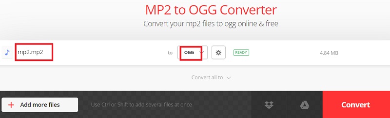 Convierta fácilmente MP2 a OGG de forma gratuita